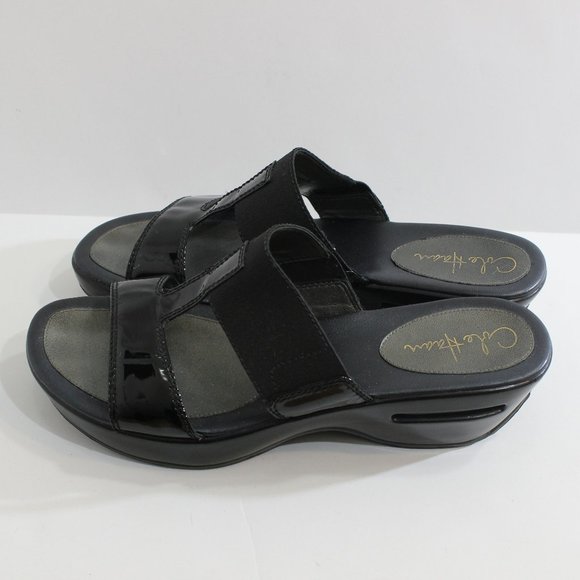 COLE HAAN Black Chunky Patent Leather Sandal 9 - Picture 2 of 12